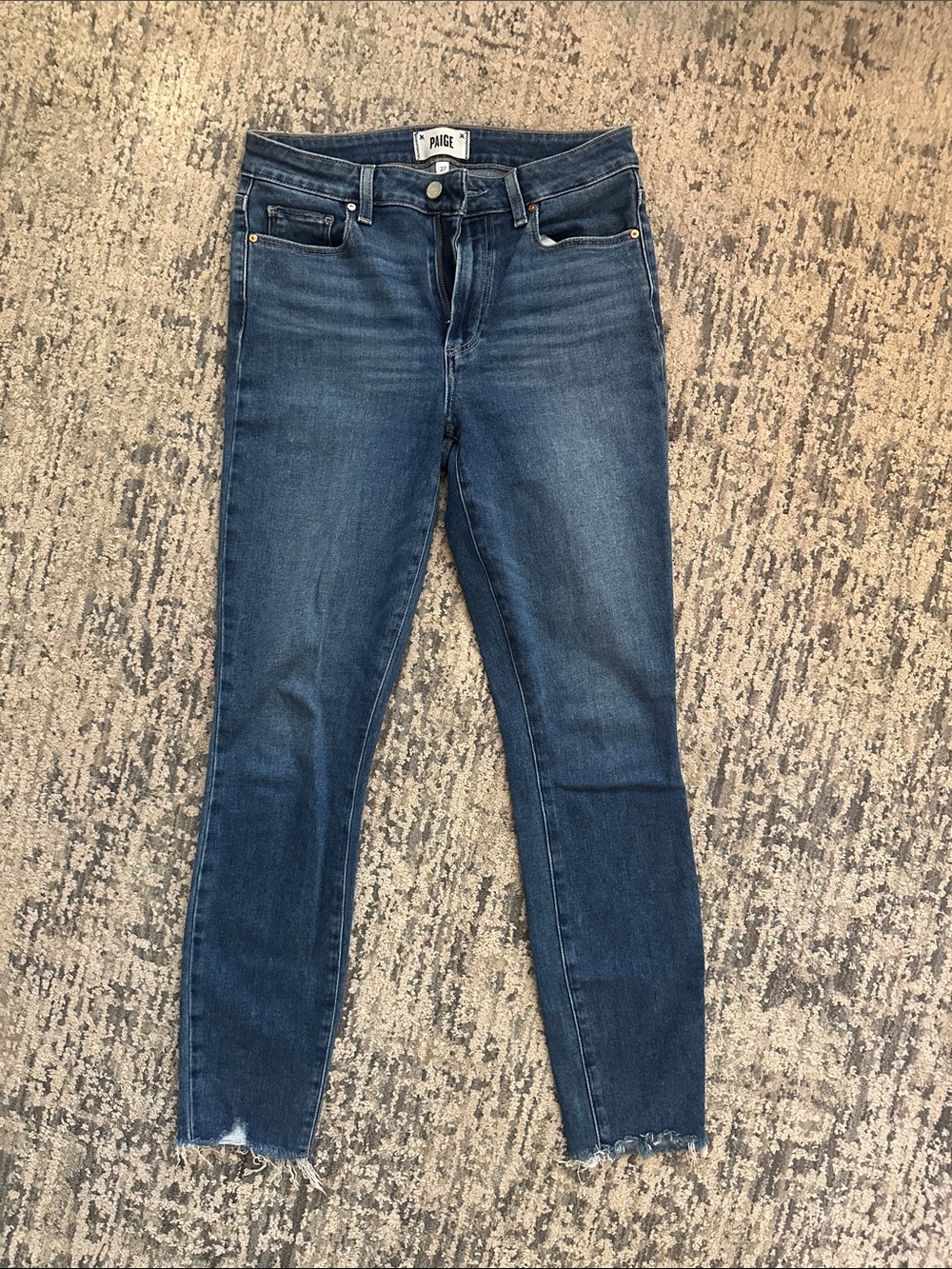 PAIGE Indigo Skinny Jeans with Raw Hem